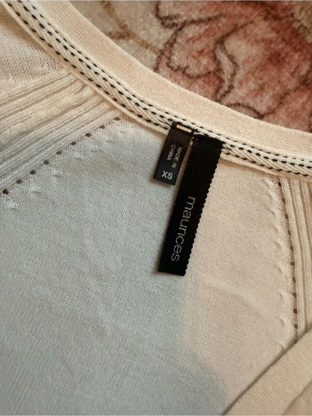 Maurices Light Cream V-Neck Button Cardigan